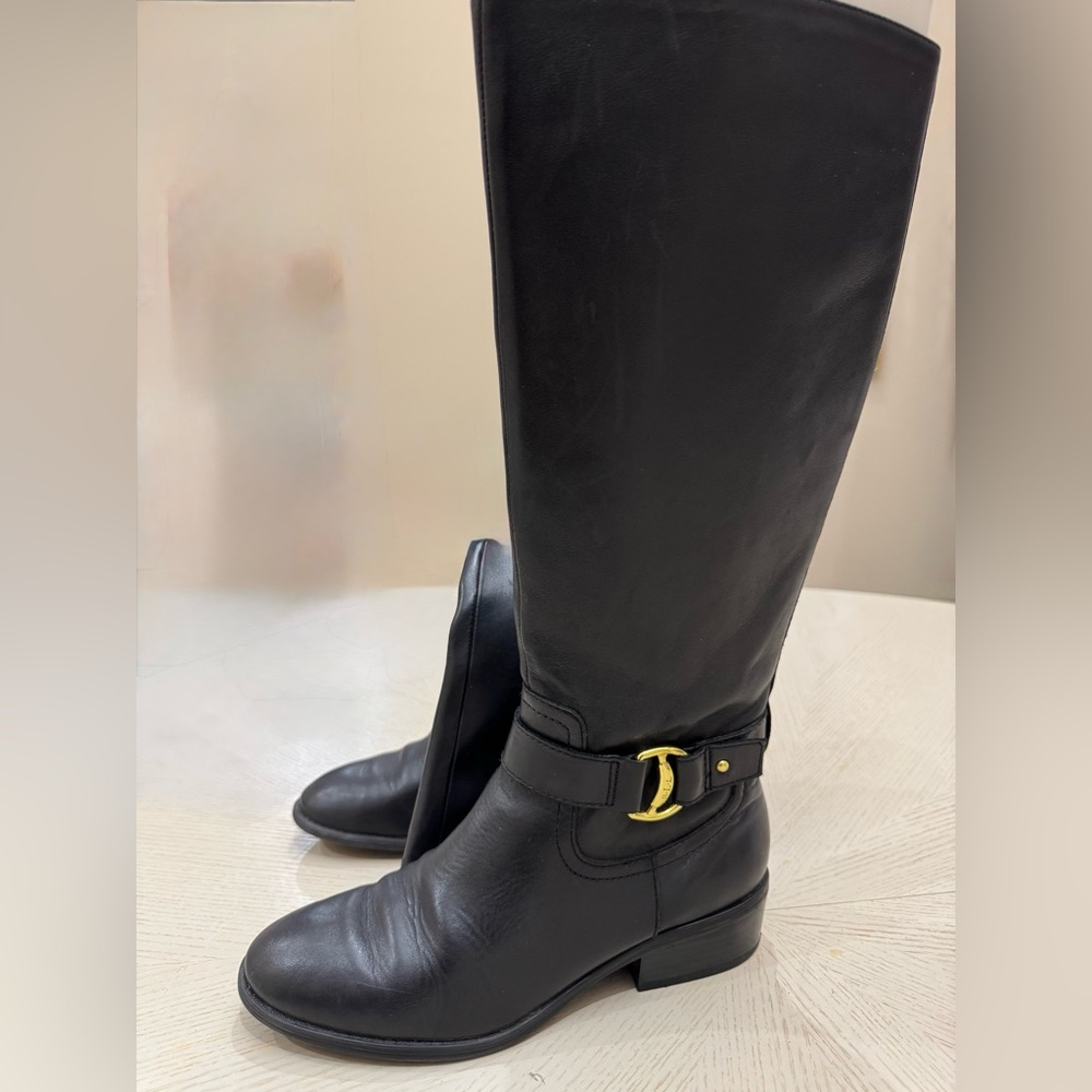 Lauren Ralph Lauren Black Boots with Gold Buckle